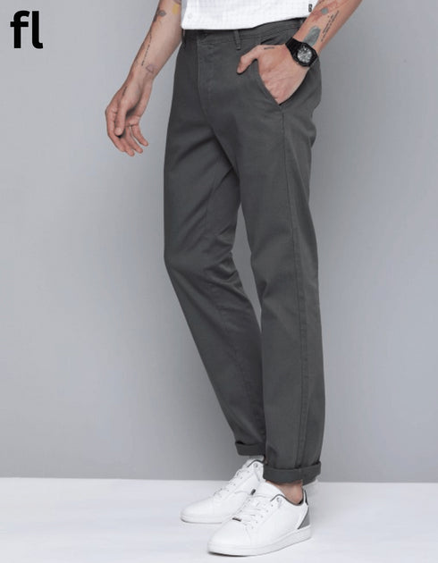 Dark Grey Cotton Imported Stuff Pant Smart Fit